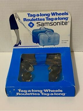 Samsonite Tag A Long Wheels Replacement Vintage with Pull Strap New Old Stock